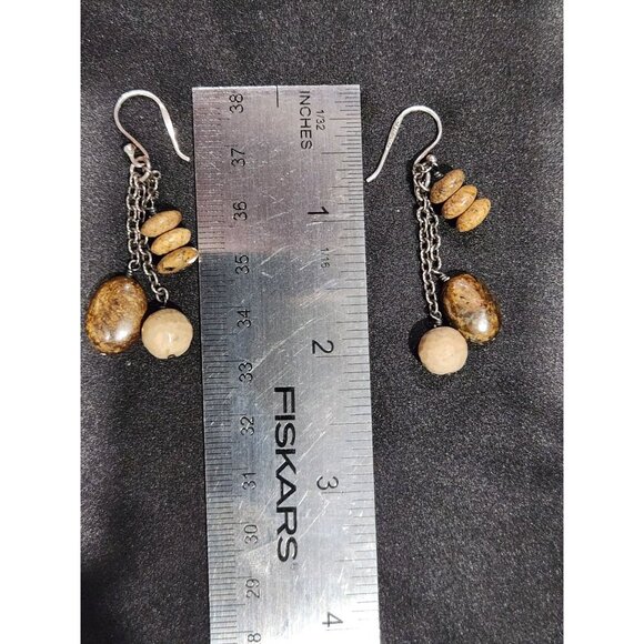 Silpada W1812 African Opal & Bronzite Sterling Silver Drop Earrings - Picture 2 of 2